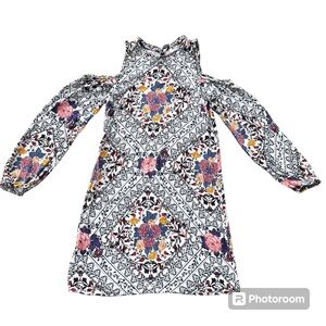 Floral Aztec Cold Shoulder Dress Size: Small